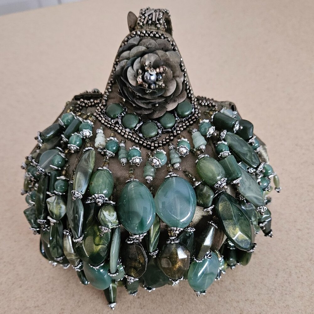 RARE VINTAGE MARY FRANCES BEADED JEWELED EVENING BAG HANDBAG TOP HANDLE PURSE - Picture 2 of 16